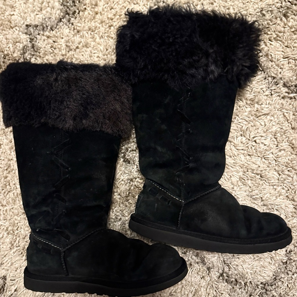 UGG Black Suede Fur Boots